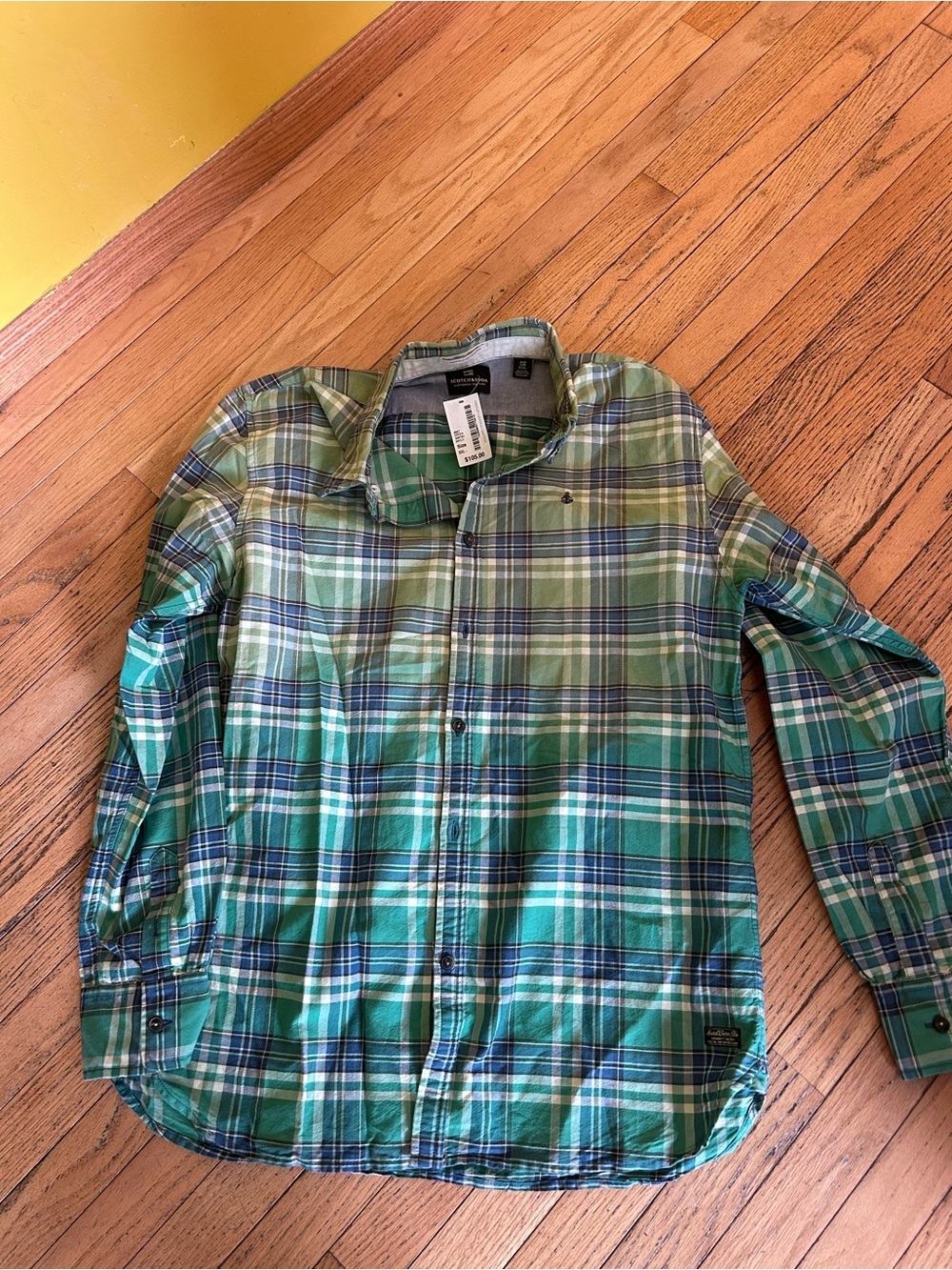 Scotch & Soda Green Plaid Button-Down Shirt